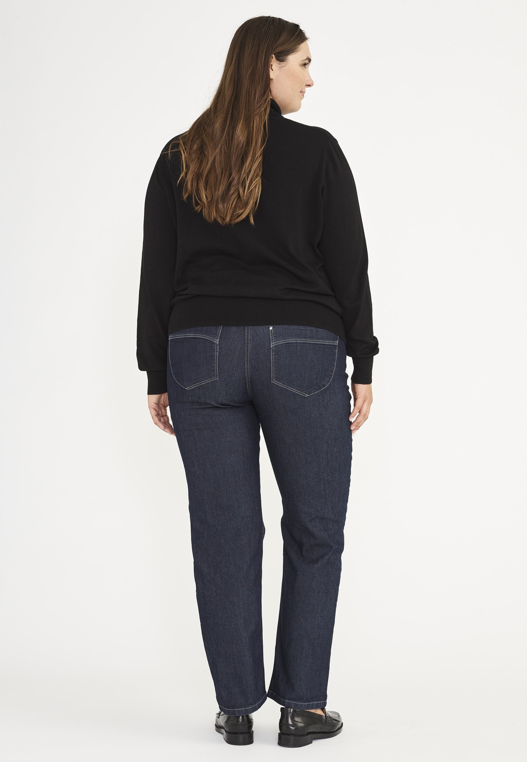 LAURIE Amelia Straight - Medium Length Trousers STRAIGHT 49501 Dark Blue Denim