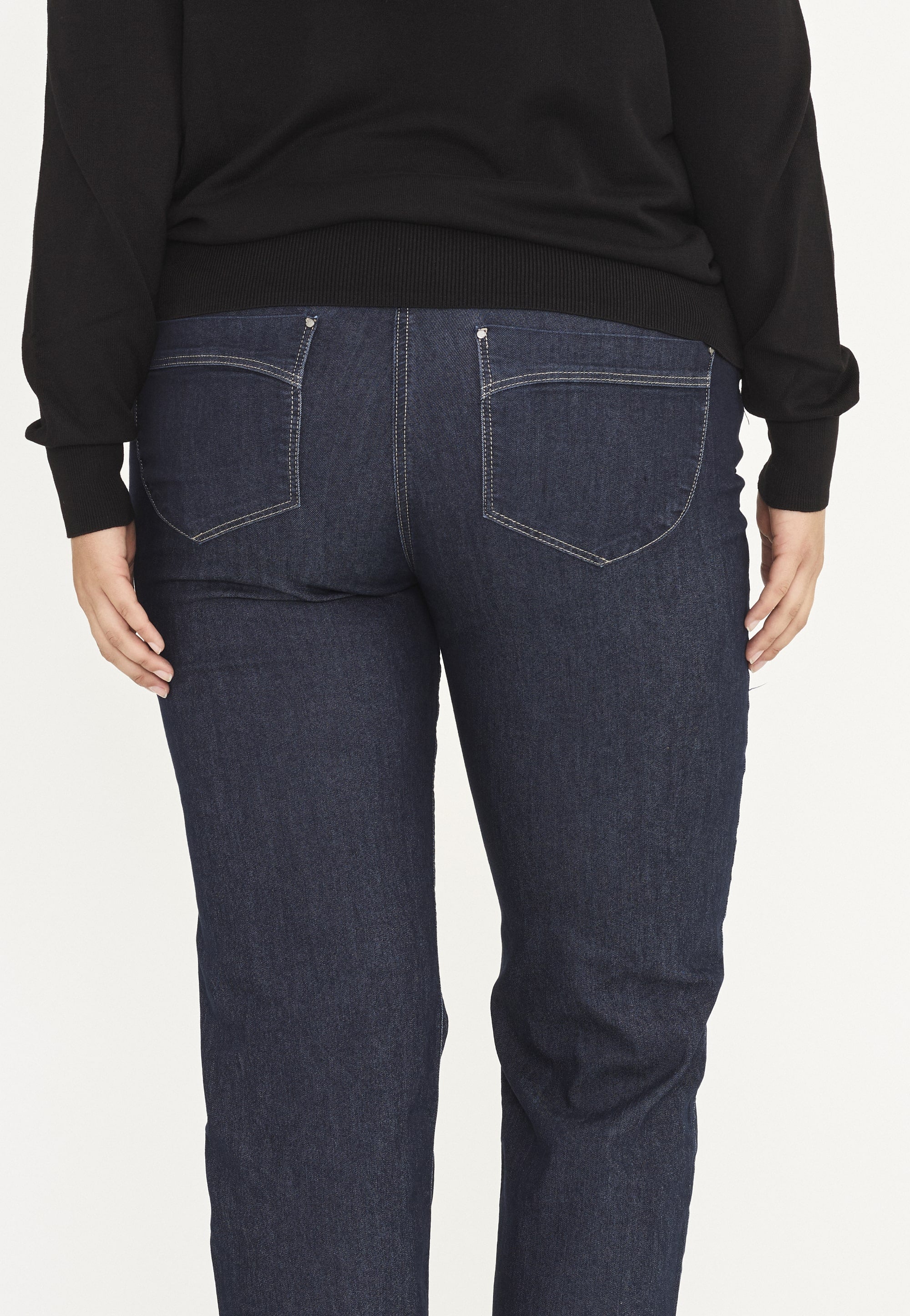 LAURIE Amelia Straight - Medium Length Trousers STRAIGHT 49501 Dark Blue Denim