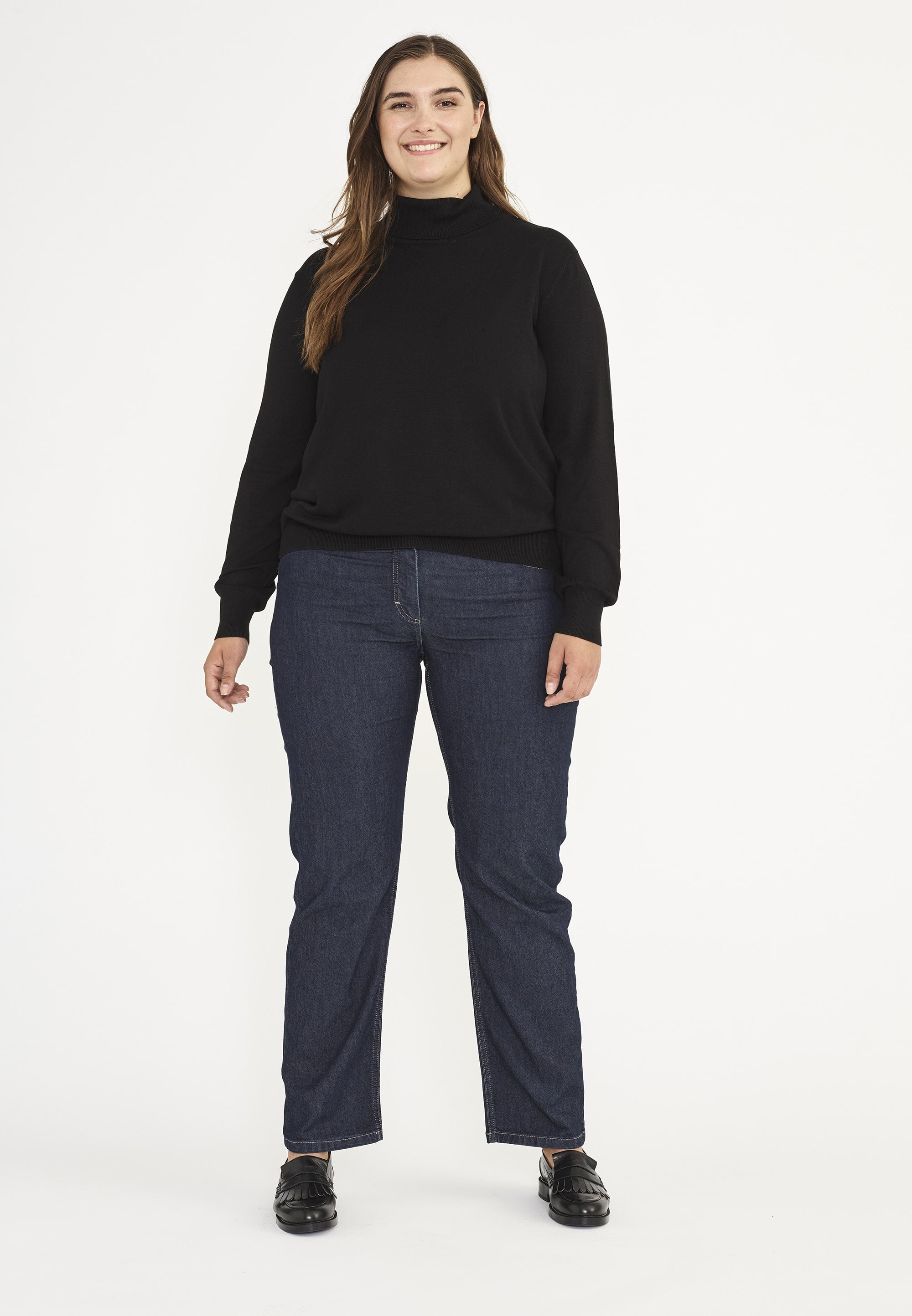 LAURIE Amelia Straight - Medium Length Trousers STRAIGHT 49501 Dark Blue Denim