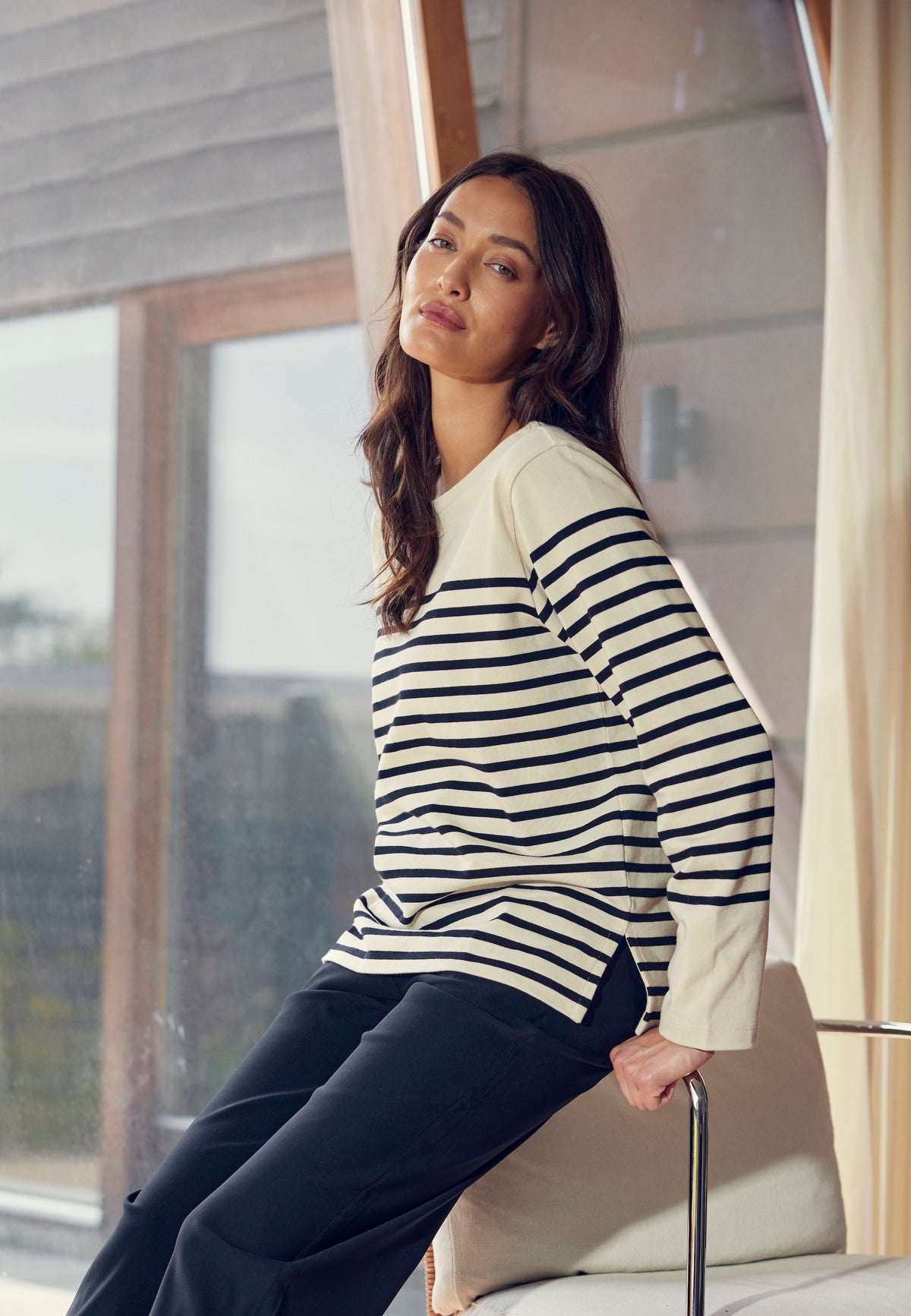LAURIE Gabrielle Breton Shirt LS Sweatshirts 99013 Black Birch Stripe