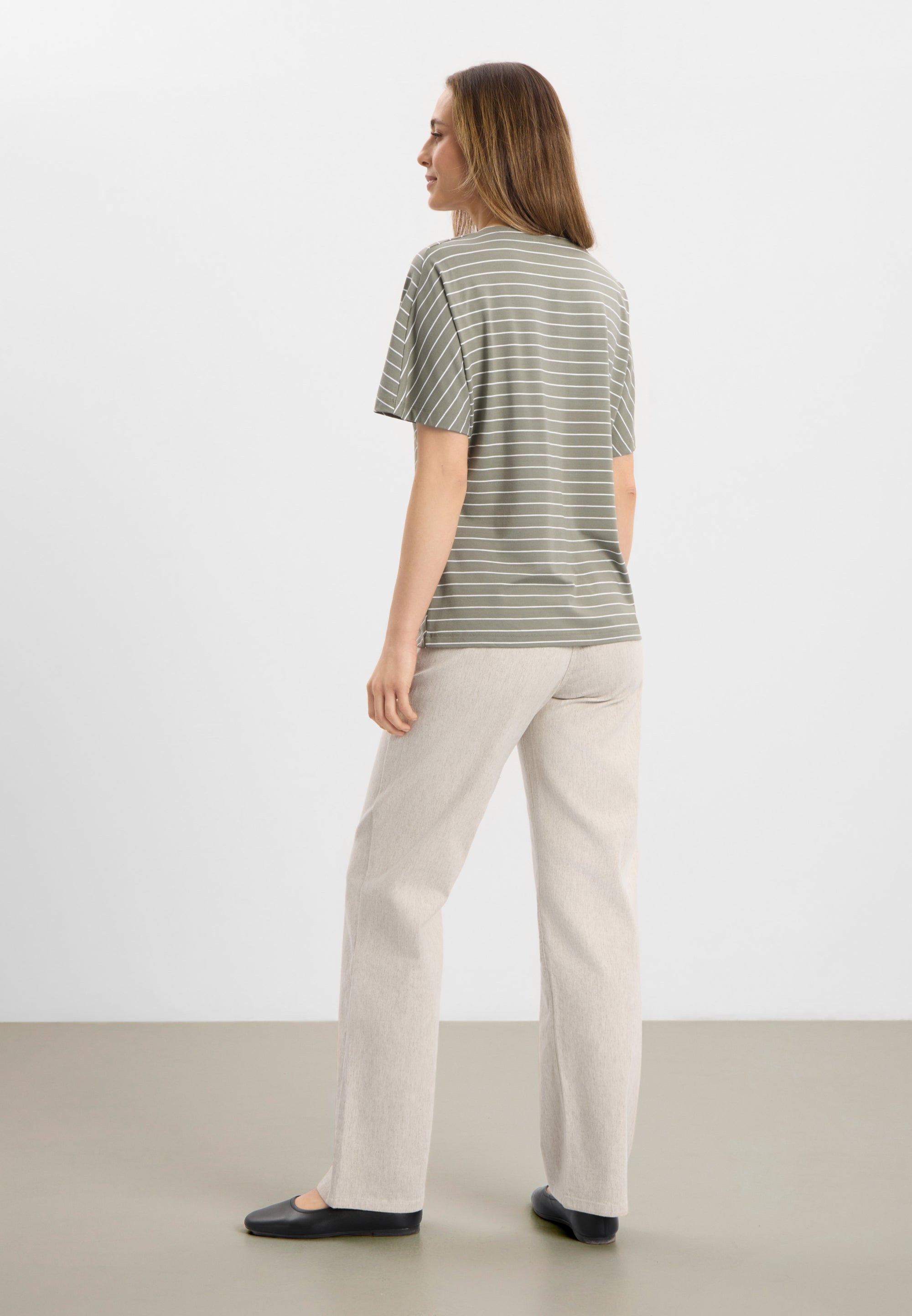 LAURIE Ingrid Blouse SS T-Shirts 55222 Khaki stripe