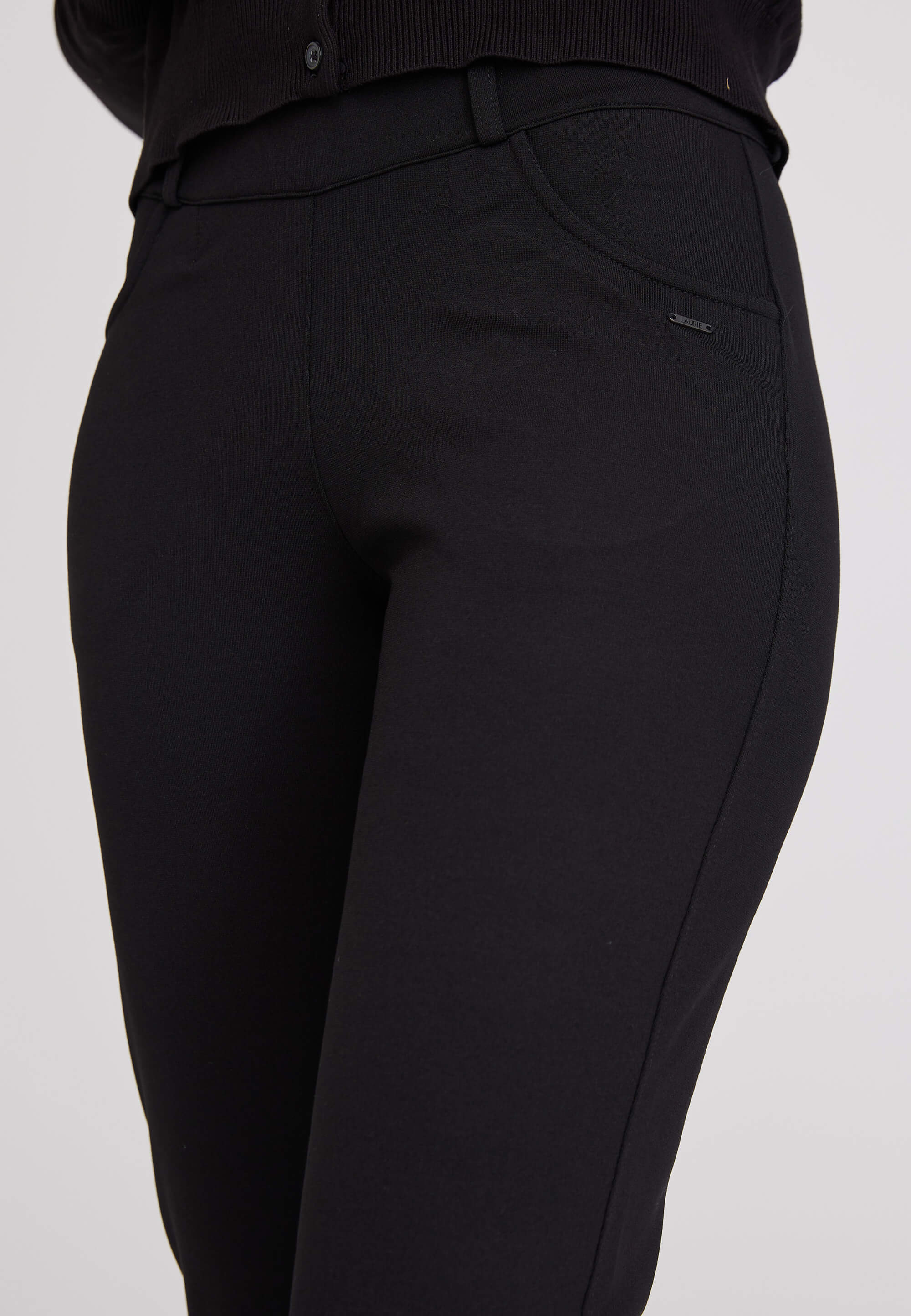 LAURIE Kelly Regular Jersey - Medium Length Trousers REGULAR 99143 Black brushed