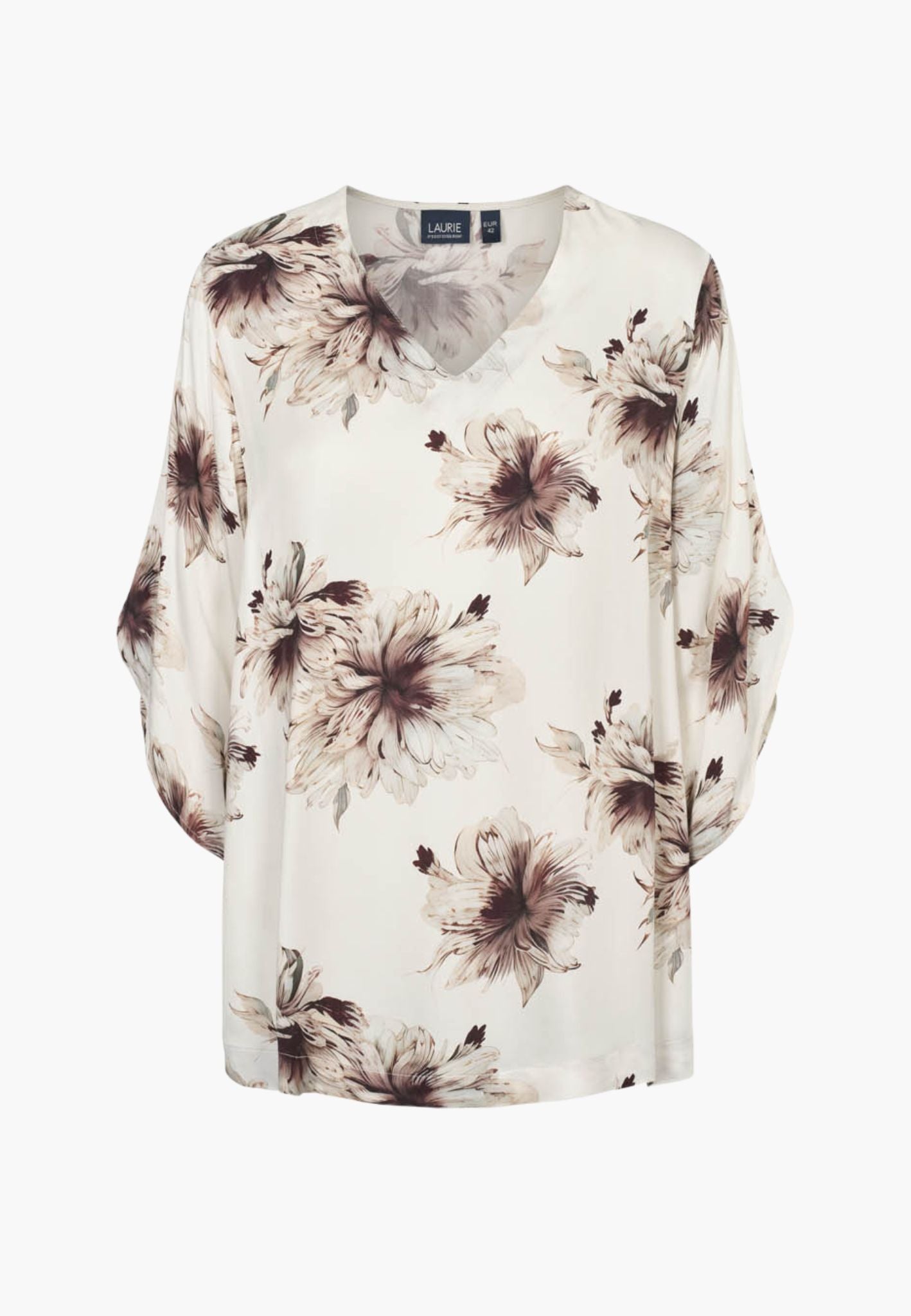 LAURIE Nelly Blouse - 3/4 Sleeves Relaxed 68013 Bloom Plum Print