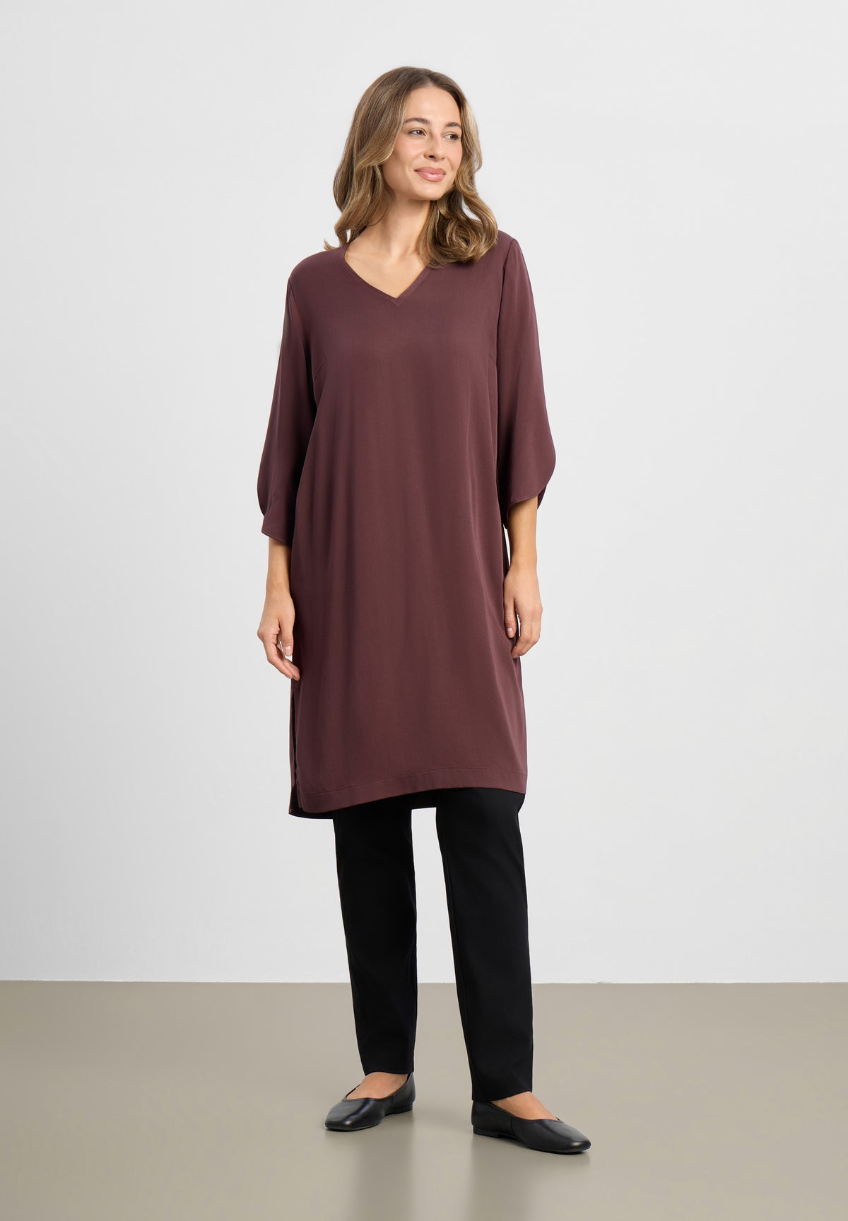 LAURIE Nelly Dress - 3/4 Sleeves Dresses 68000 Dark Plum