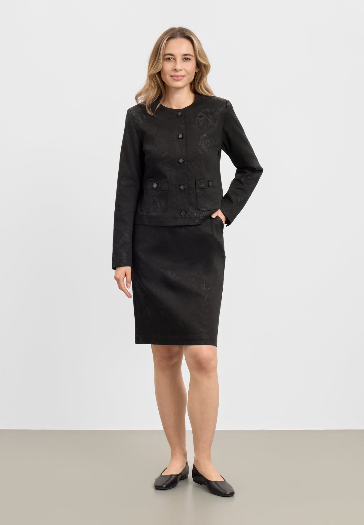 LAURIE Simone Skirt - 62 cm. Skirts 99142 Black Bloom Print