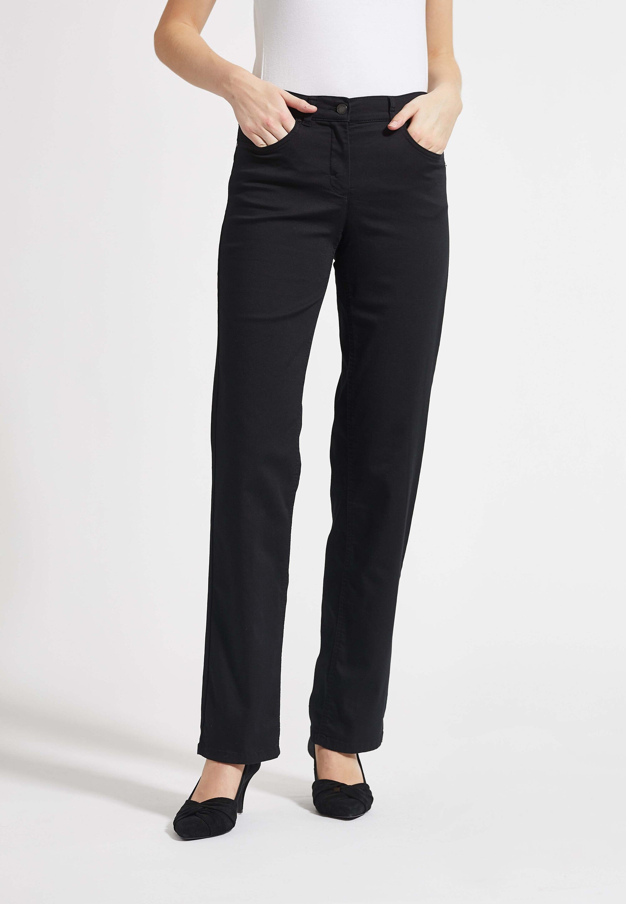 LAURIE Amelia Straight - Long Length Trousers STRAIGHT 99100 Black