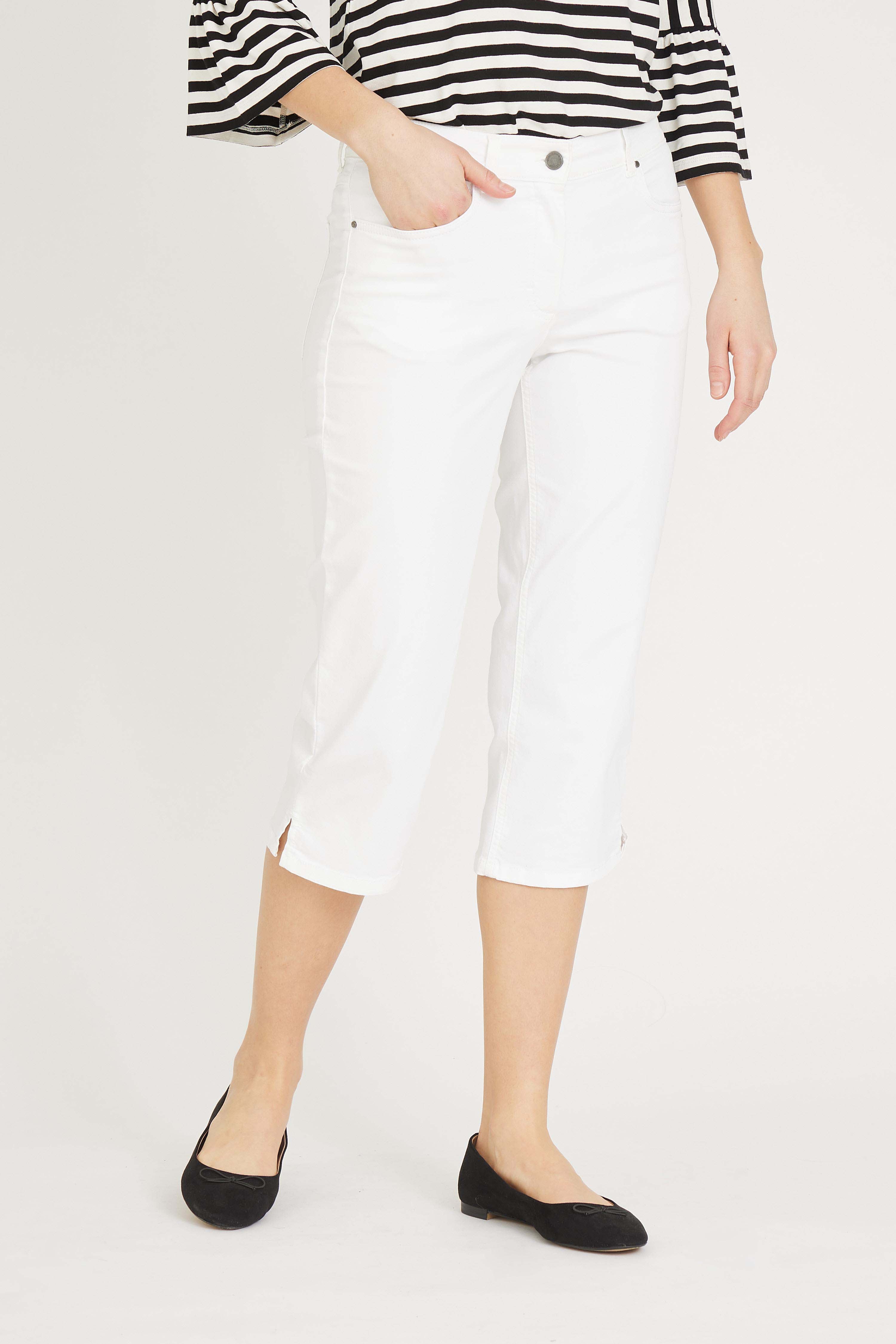 LAURIE  Charlotte Regular Capri Housut Regular 10100 White