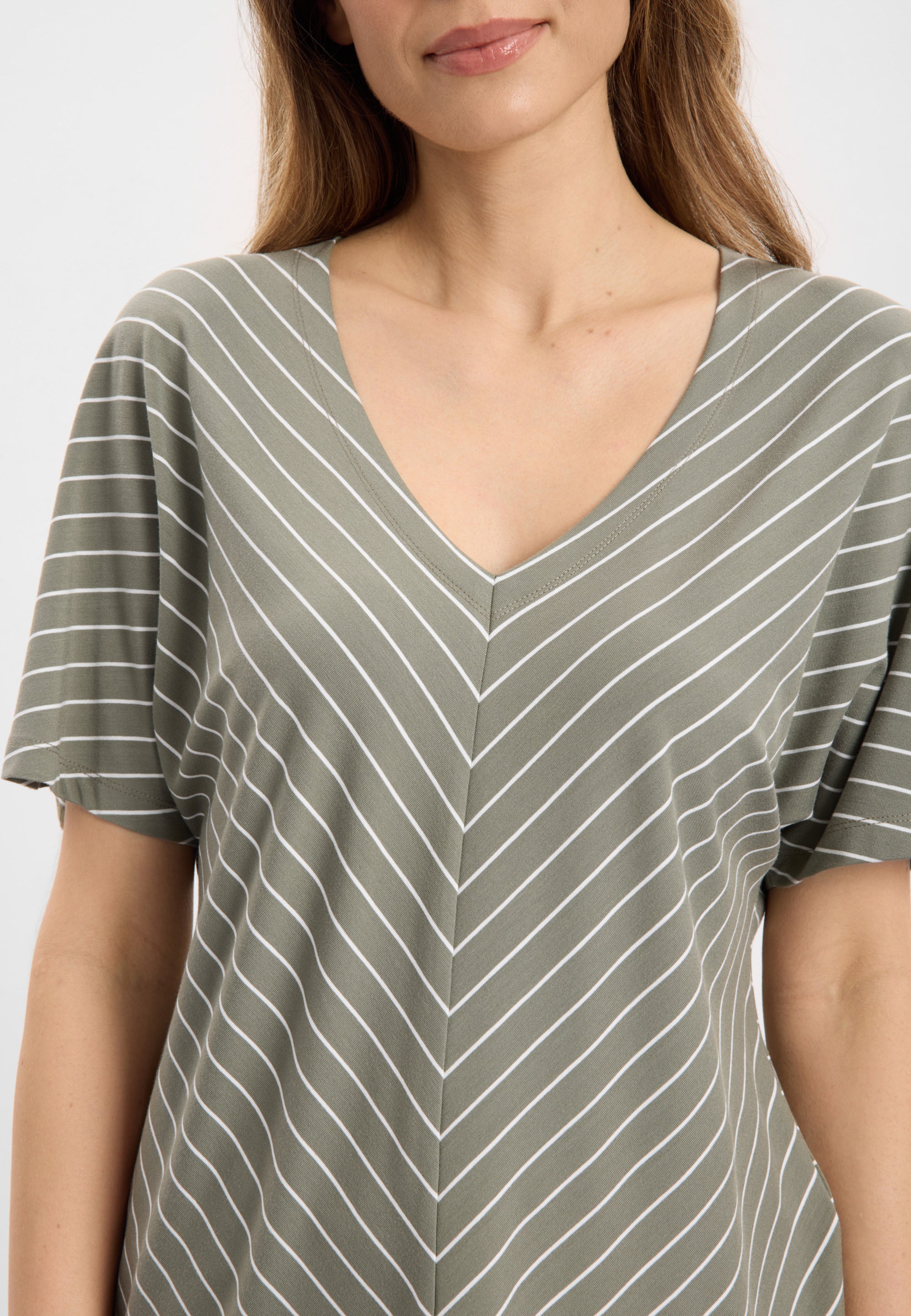 LAURIE Ingrid Blouse SS Regular 55222 Khaki stripe