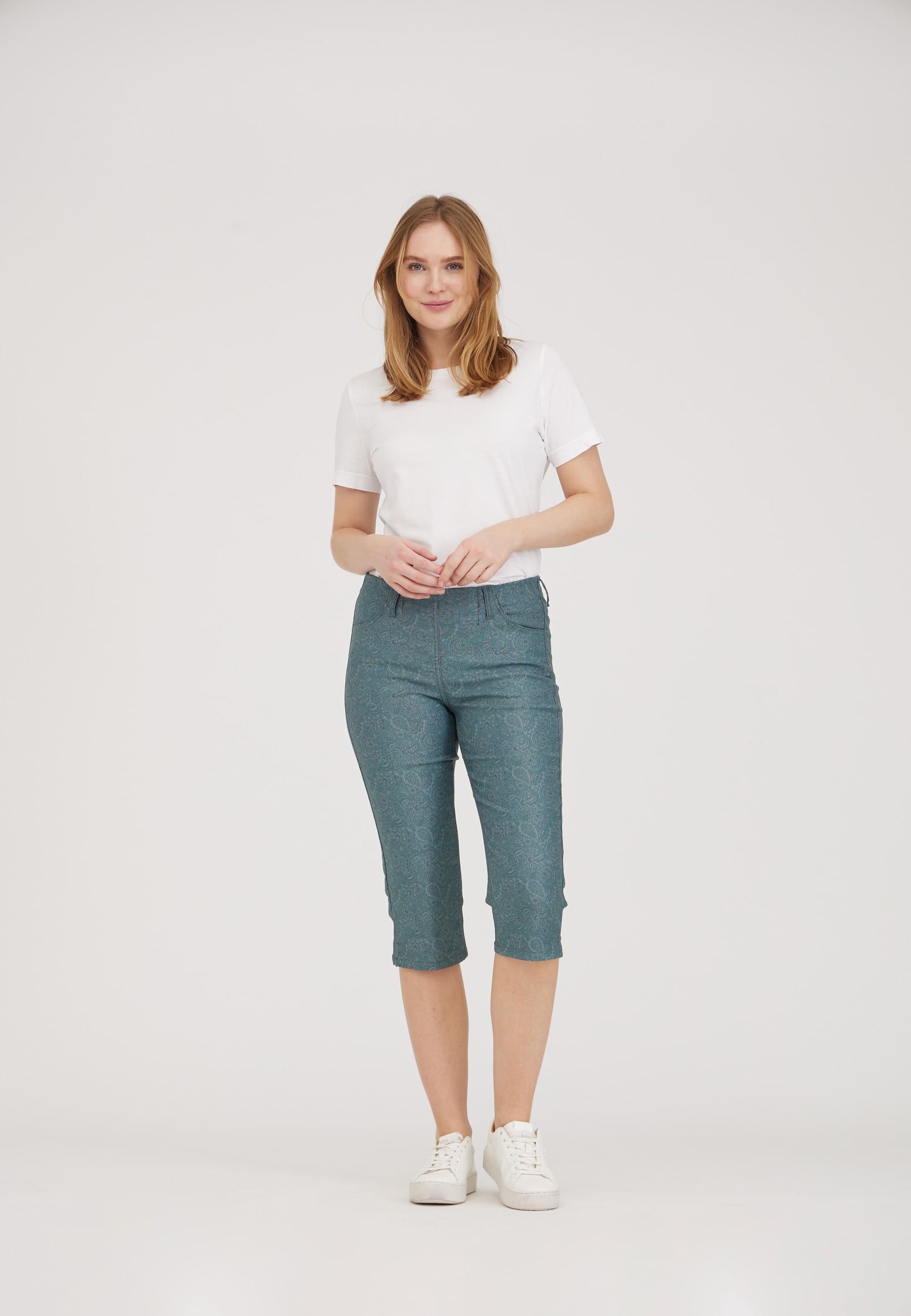 LAURIE Kelly - Capri SL Trousers REGULAR 51015 Emerald Green Print
