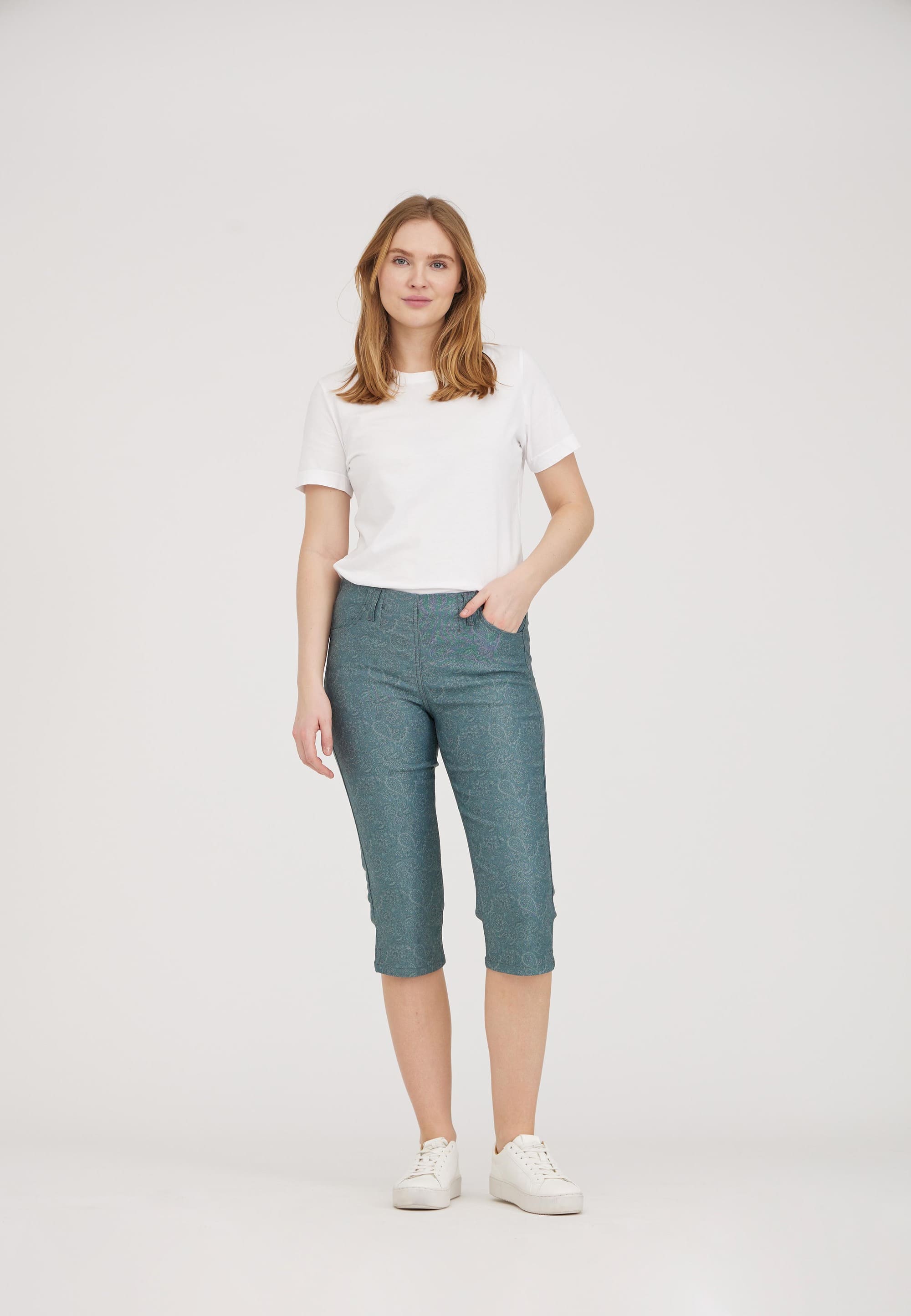 LAURIE Kelly - Capri SL Trousers REGULAR 51015 Emerald Green Print