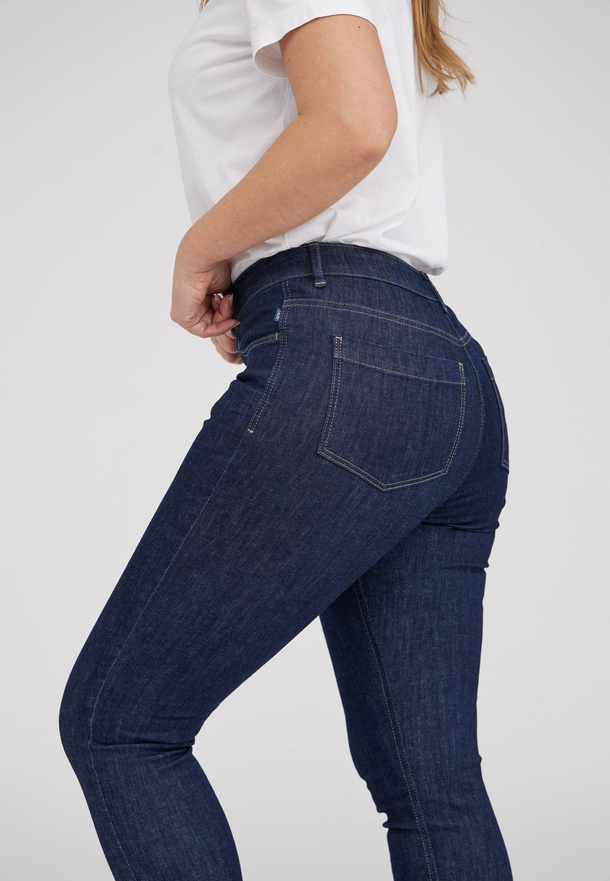 LAURIE  Laura Slim - Medium Length Trousers SLIM 49501 Dark Blue Denim